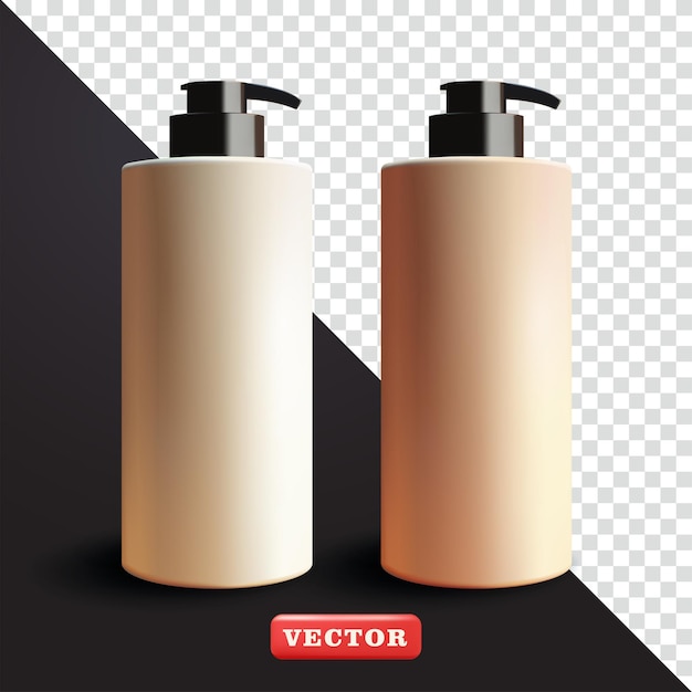 Tall bottles of soap lotion and shampoo 3d vector Suitable for cosmetics and advertising