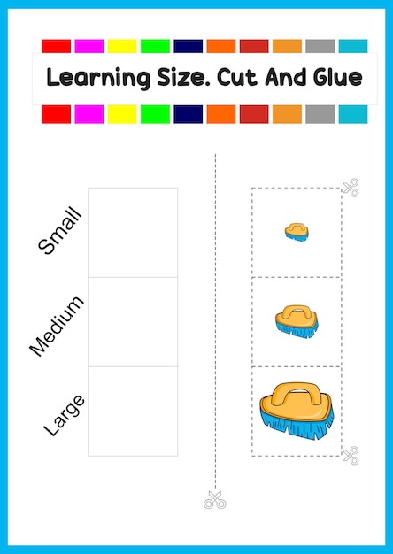 Tamaño de aprendizaje para cepillo de corte y pegamento para niños