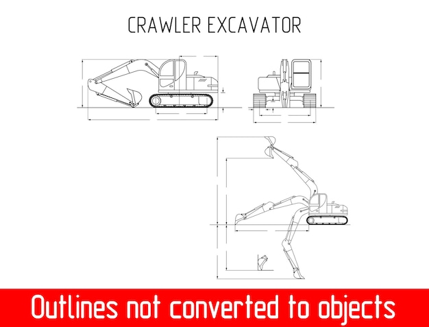 Tamaño y dimensiones del vector del plano del contorno de la carretilla elevadora altura y ancho