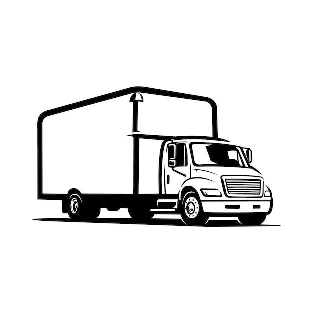 El tamaño de la silhueta vectorial de la caja del camión de mudanza aislada es la mejor para la industria relacionada con la compañía de camiones de alquiler