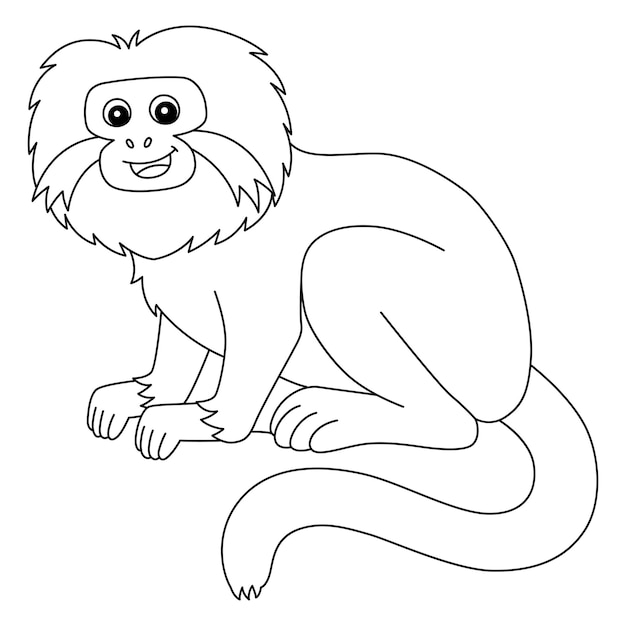 Tamarin animal aislado página para colorear para niños