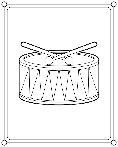 Vector tambores de juguete adecuados para la ilustración vectorial de la página para colorear de los niños