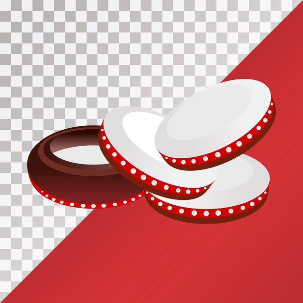 Tamborín islámico vectorial con fondo rojo
