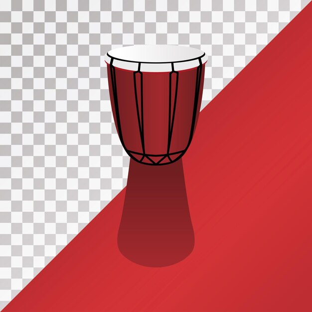 Tamborín islámico vectorial con fondo rojo