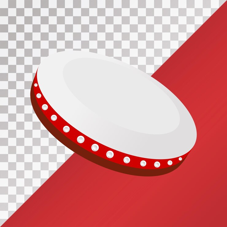 Vector tamborín islámico vectorial con fondo rojo