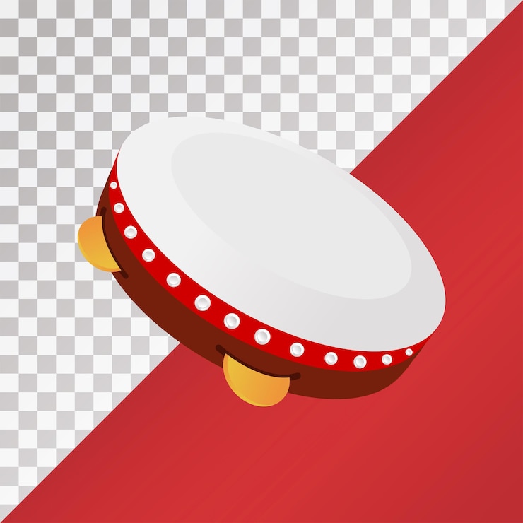 Vector tamborín islámico vectorial con fondo rojo