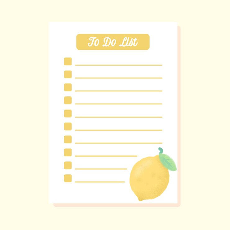 tamplate de lista de tareas con lindo limón dibujado a mano