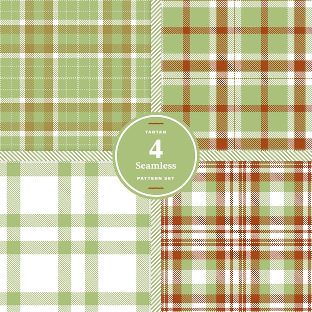 Tan Green Beige and Pale seamless pattern set of 4