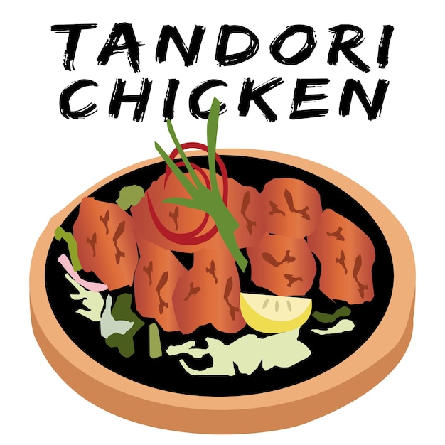 Tandori pollo Ilustración de dibujos animados de comida india