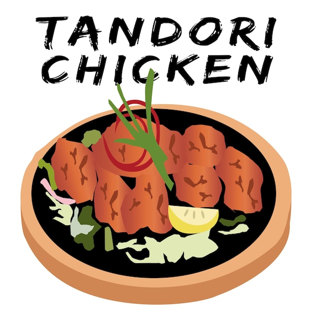 Vector tandori pollo ilustración de dibujos animados de comida india