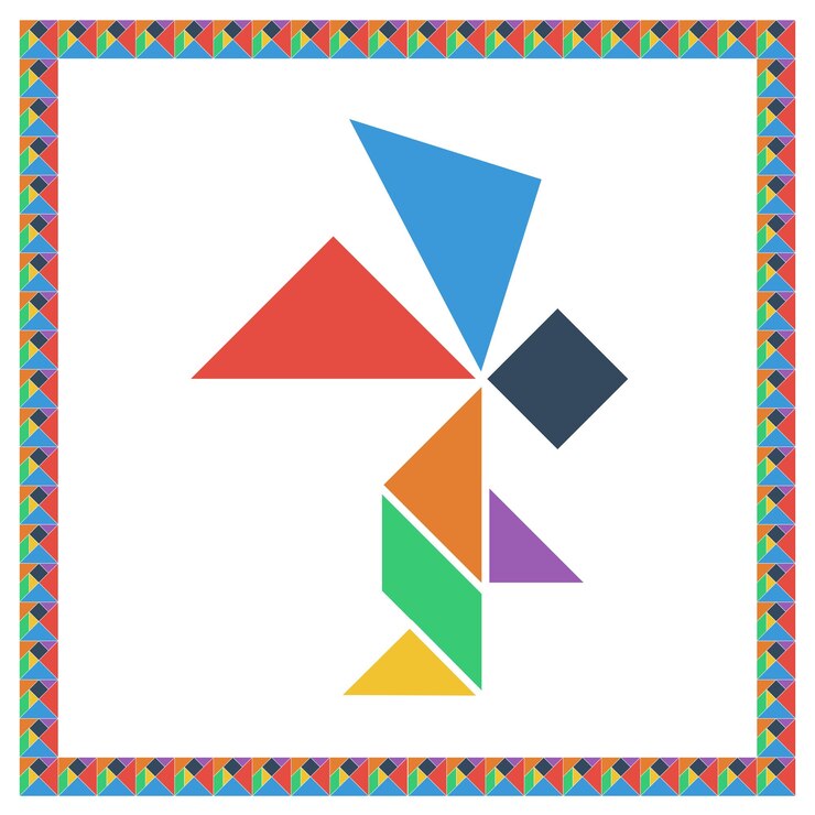 Vector tangram cerebro juego angel acertijo y respuesta plana interfaz de usuario color feliz día de san valentín ilustración vectorial