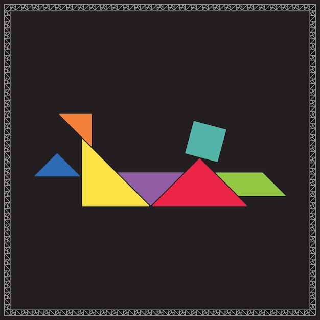 Tangram Puzzle Soñador Vector Ilustración geométrica de colores