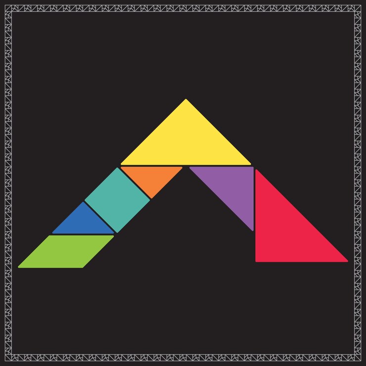 Vector tangram rompecabezas letra un alfabeto colorida ilustración geométrica