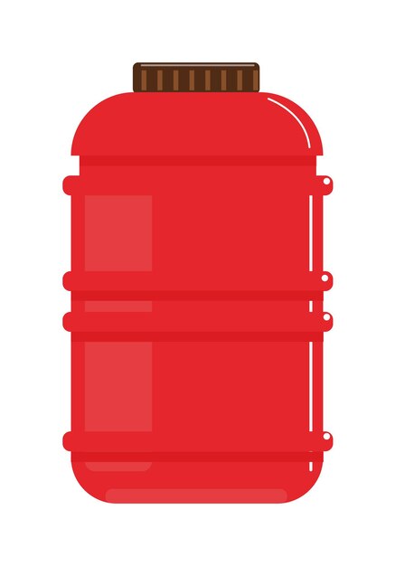 Vector tanque de barril de almacenamiento de plástico rojo aislado sobre fondo blanco.