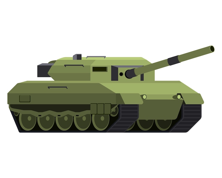 Vector tanque de batalla principal en estilo plano vehículo militar alemán leopard 2 ilustración vectorial colorida