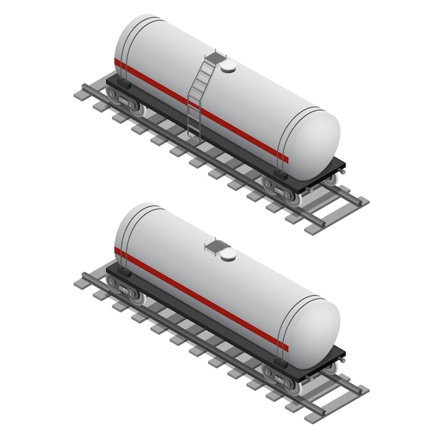 Tanque de ferrocarril para combustible en vista isométrica