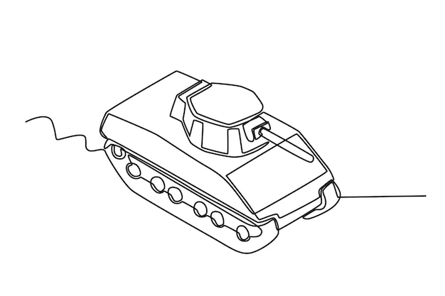 Un tanque de guerra dibujo en línea de guerra