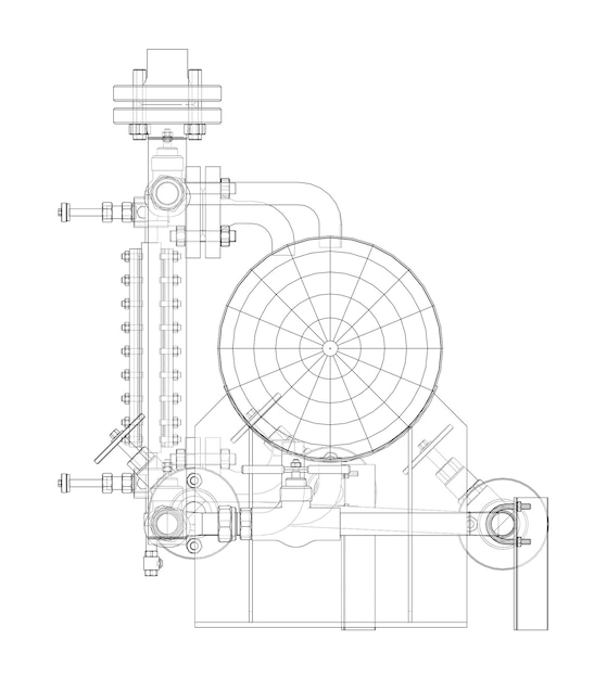 Tanque industrial con válvulas. Vector
