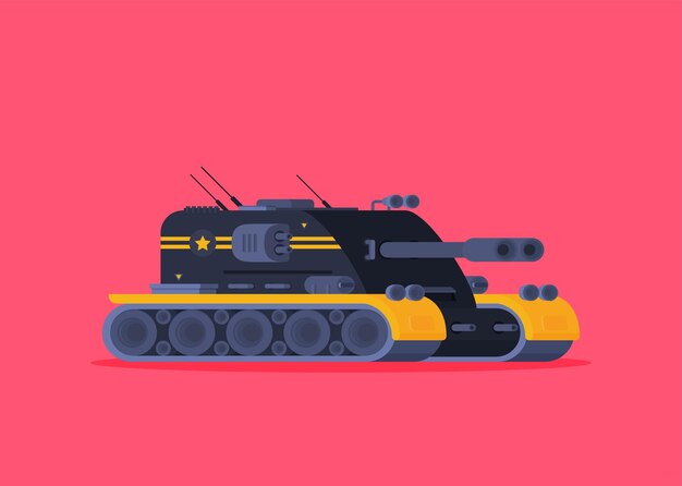 Tanque moderno vector plano aislado sobre fondo brillante