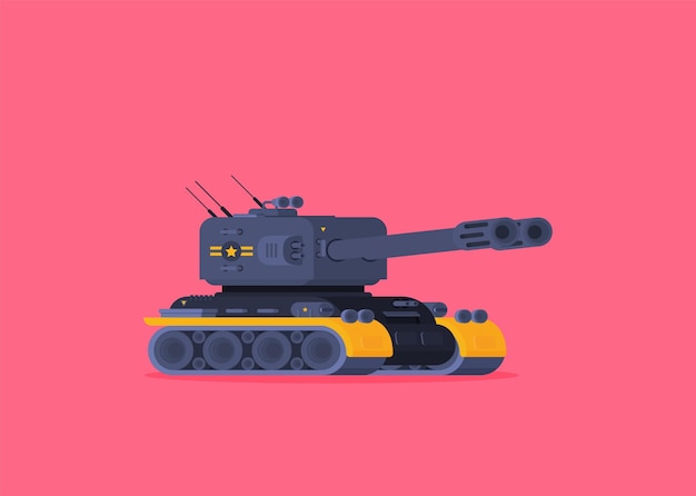 Tanque moderno vector plano aislado sobre fondo brillante