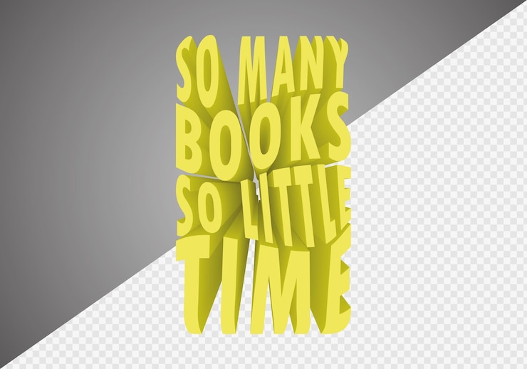 Vector tantos libros, tan poco tiempo para afiches o pancartas. elemento de diseño 3d. fondo aislado