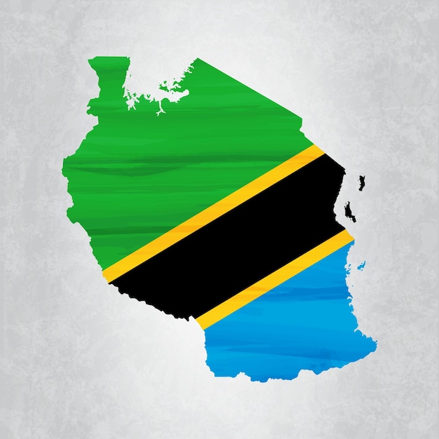 Tanzania mapa con bandera