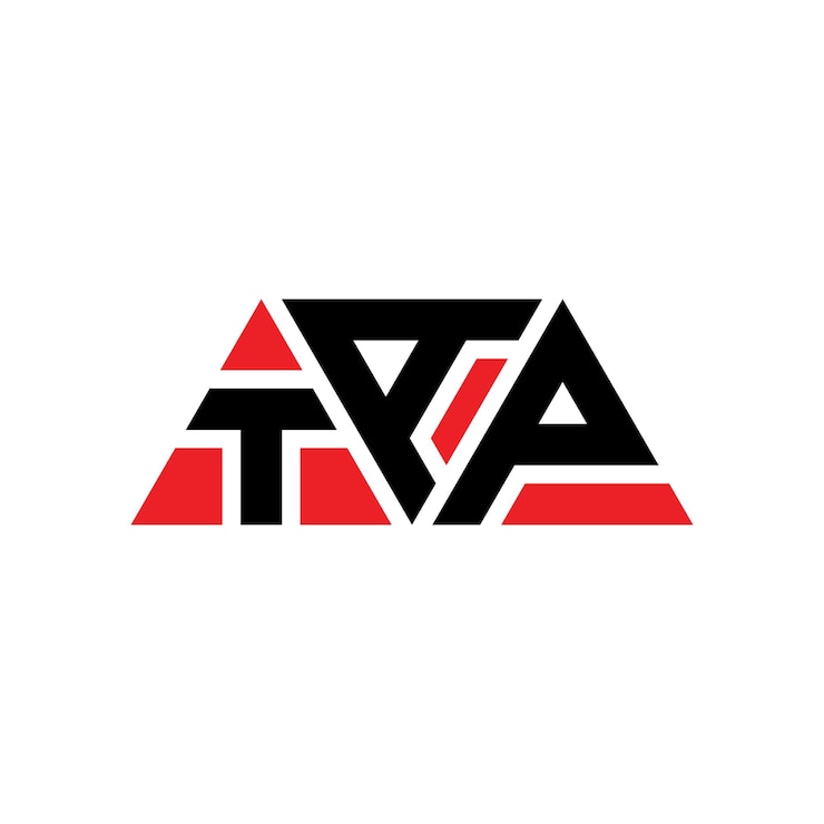 Vector tap triángulo diseño de la letra del logotipo con forma de triángulo tap diseño del logotipo triángulo monograma tap modelo de logotipo vectorial triángulo con color rojo tap logotipo triangular sencillo elegante y lujoso tap logotipo