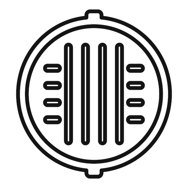 Tapa de alcantarilla icono contorno vector Alcantarillado de la calle Canaleta de placa