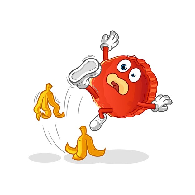 La tapa de la botella se deslizó sobre el plátano. vector de mascota de dibujos animados