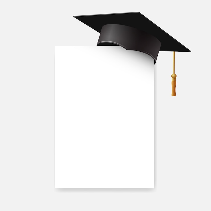 Vector tapa de graduación o junta de mortero en la esquina de papel. elemento de diseño de educación aislado sobre fondo blanco.