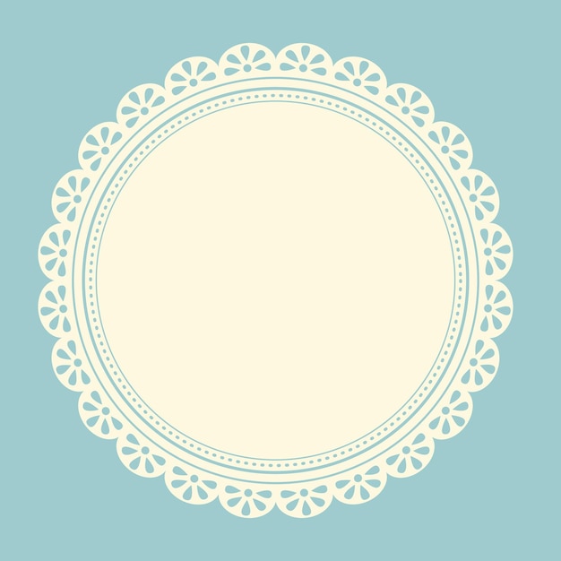 Vector tapetes de encaje blanco decorativo calado marco redondo sobre un fondo