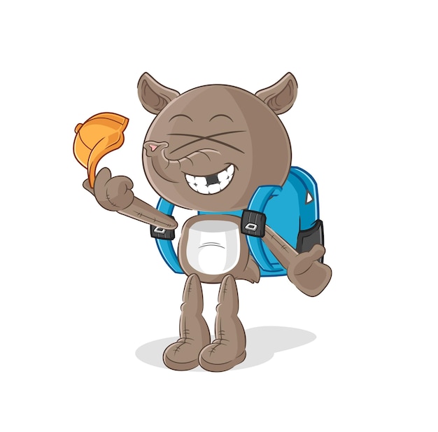 Tapir va al personaje de dibujos animados de vector de escuela