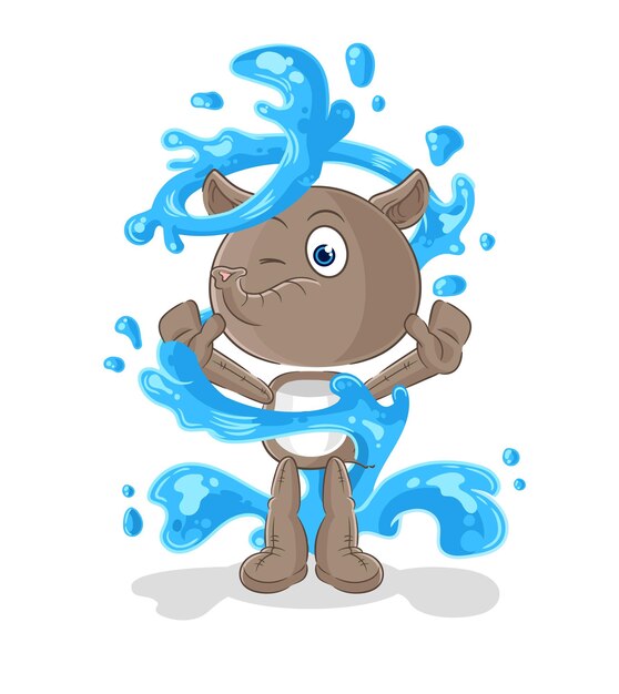 Tapir fresco con vector de dibujos animados de mascota de agua