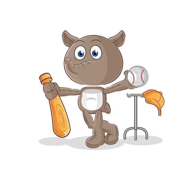 Tapir jugando béisbol mascota vector de dibujos animados