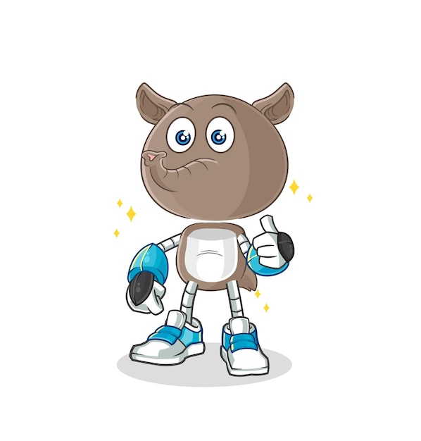 Tapir robot personaje de dibujos animados mascota vector