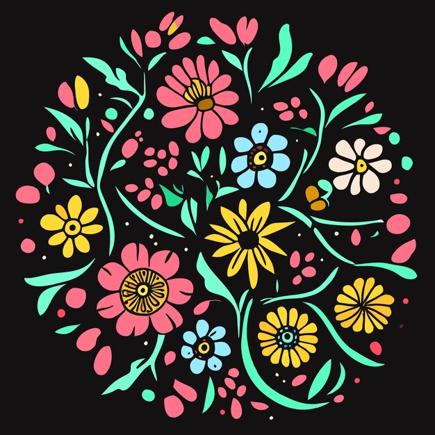 Un tapiz de flores dibujado a mano con elegancia