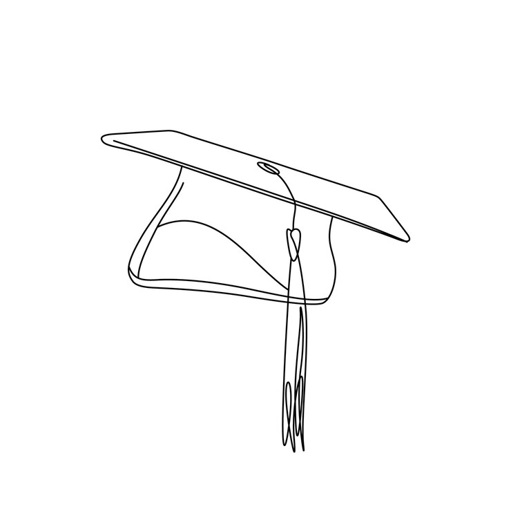 Vector un tapón de graduación de dibujo de una sola línea