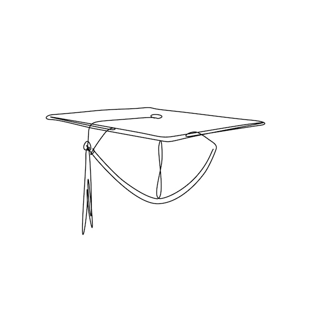 Un tapón de graduación de dibujo de una sola línea