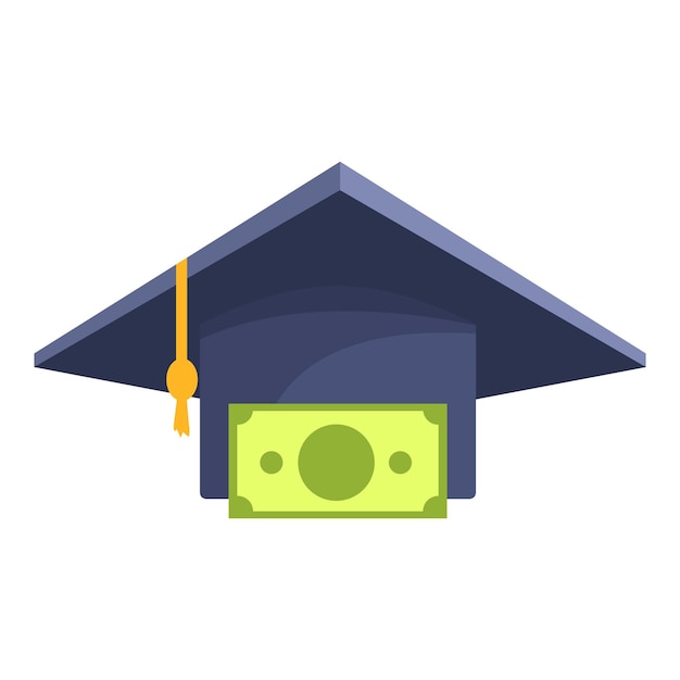 El tapón de graduación que cubre el billete de dólar que simboliza los costos de la educación