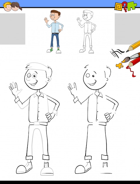 Tarea de dibujo y colorante con niño