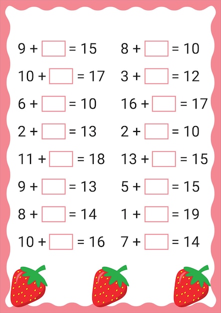 Tarea educativa de cálculo matemático para niños de primaria.