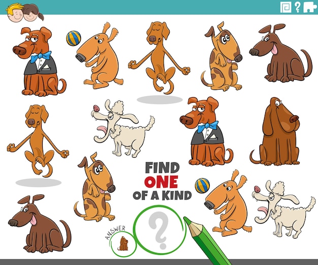 Una tarea única con perros de dibujos animados divertidos
