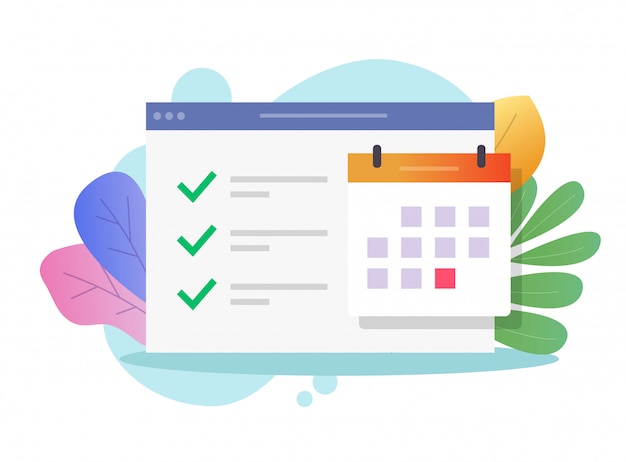 Tarea web de calendario en línea y lista de tareas importantes