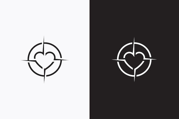 Target Crush Amor Romance Día de San Valentín Fecha Pareja Resumen Logotipo de monograma vintage en blanco y negro