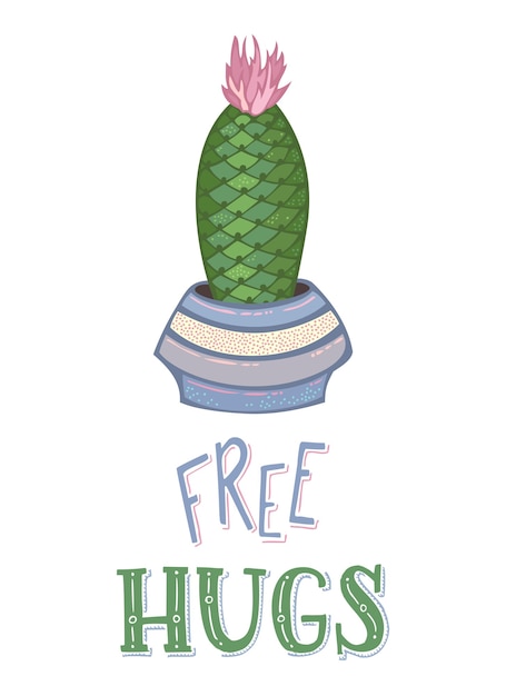 Tarjeta de abrazos gratis con cactus