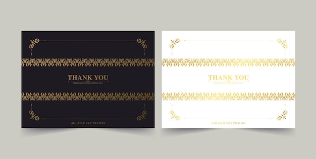 tarjeta de agradecimiento de boda de oro clásico
