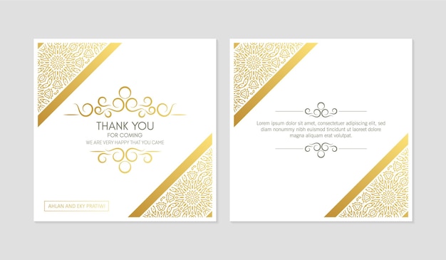 tarjeta de agradecimiento de boda de oro clásico