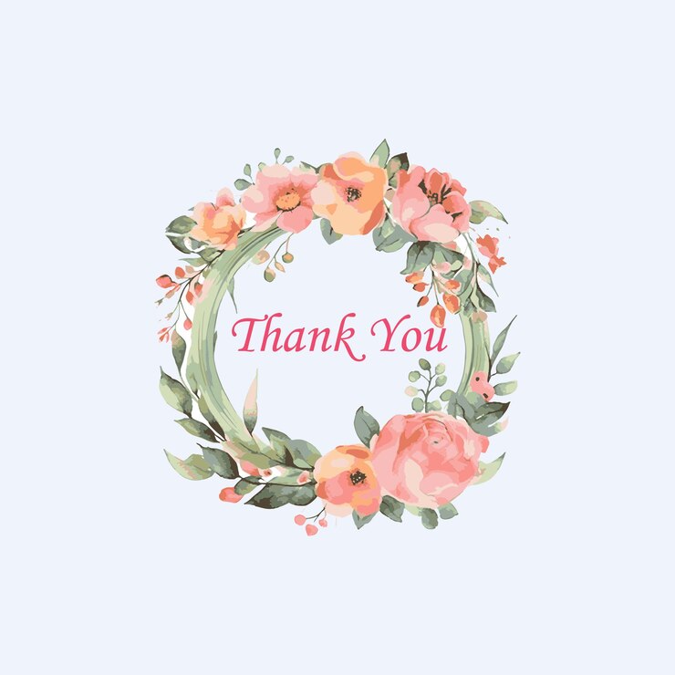 tarjeta de agradecimiento con borde floral vintage con rosas y hojas perfectas