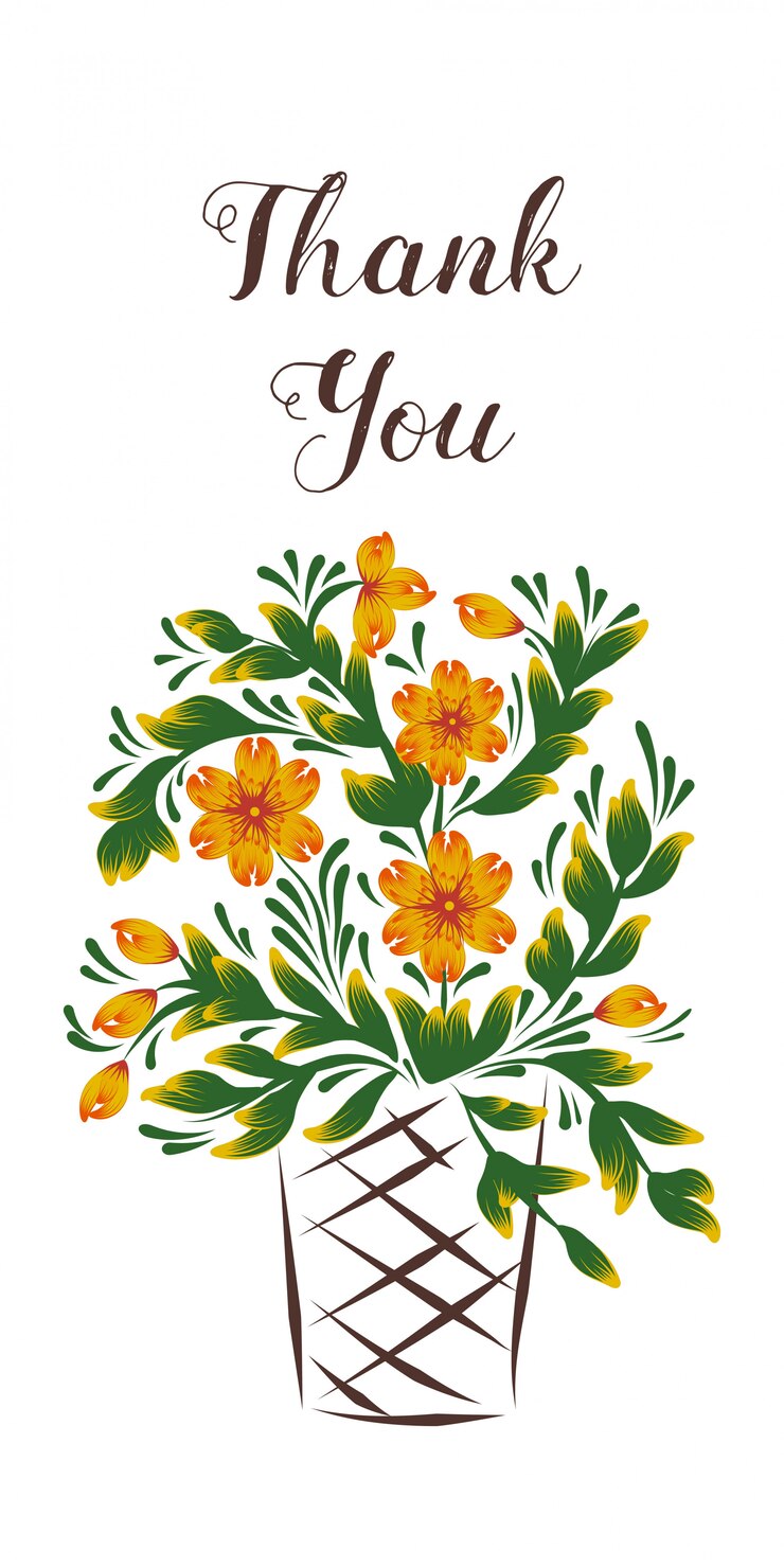 Tarjeta de agradecimiento con una canasta de flores