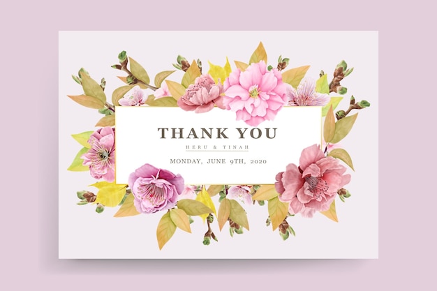 Tarjeta de agradecimiento floral para bodas